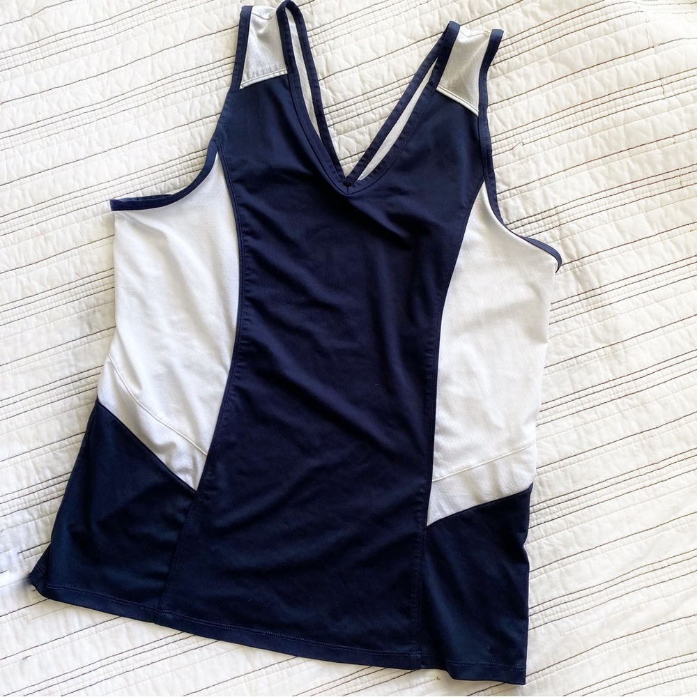 Tail Regatta Tennis Tank in Classic Navy and Crisp White size Large